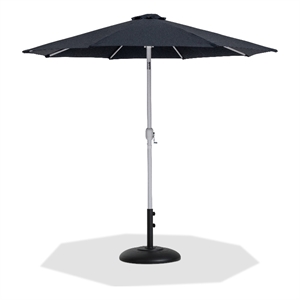 Meridian Furniture Fiji Black Polyester Patio Umbrella with Base Set