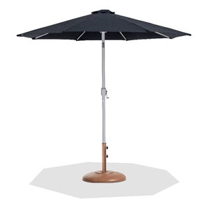 Meridian Furniture Fiji Black Polyester Patio Umbrella with Base Set