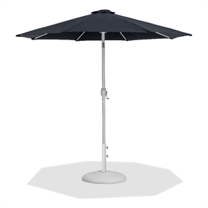 Meridian Furniture Fiji Black Polyester Patio Umbrella with Base Set