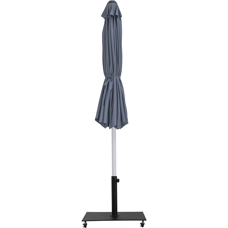 Meridian Furniture Fiji Grey Polyester Patio Umbrella with Base Set
