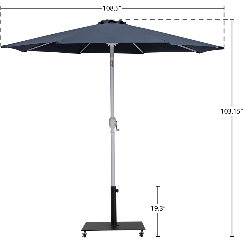 Meridian Furniture Fiji Grey Polyester Patio Umbrella with Base Set