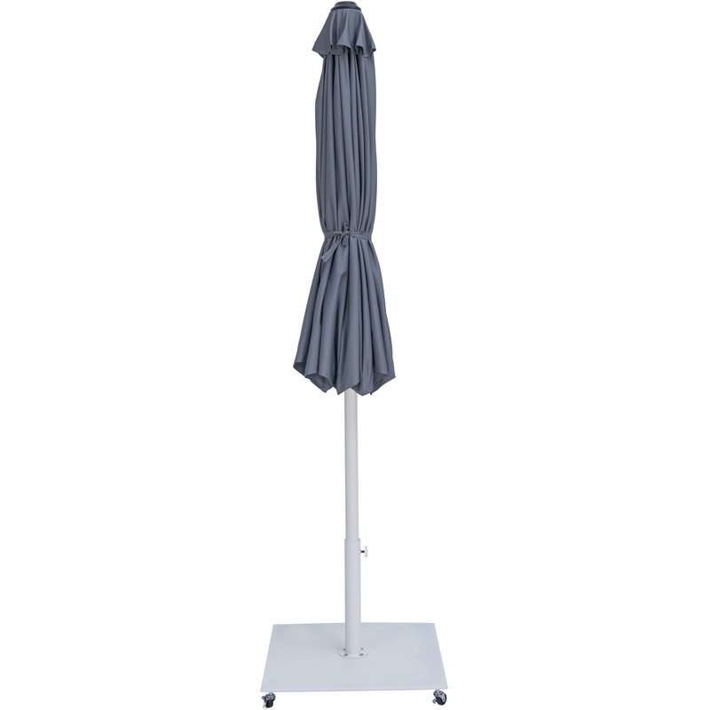Meridian Furniture Fiji Grey Polyester Patio Umbrella with Base Set