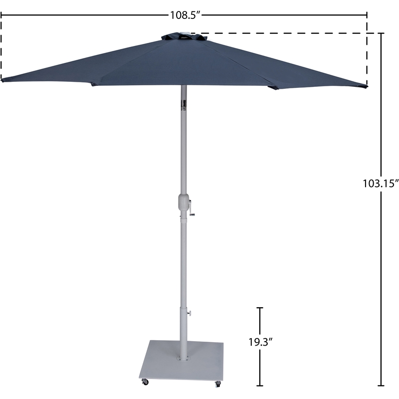 Meridian Furniture Fiji Grey Polyester Patio Umbrella with Base Set