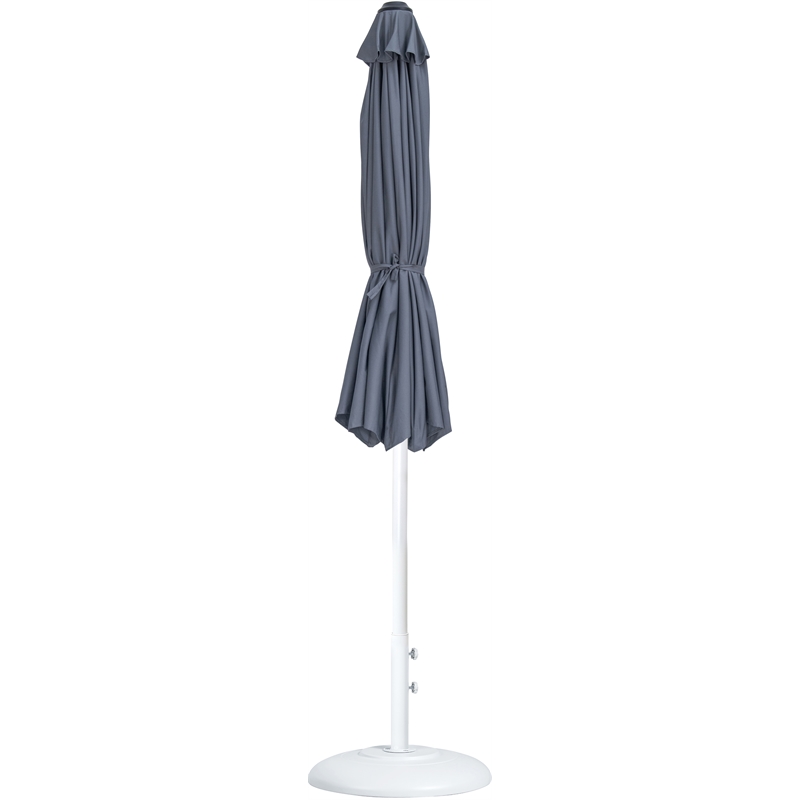 Meridian Furniture Fiji Grey Polyester Patio Umbrella with Base Set