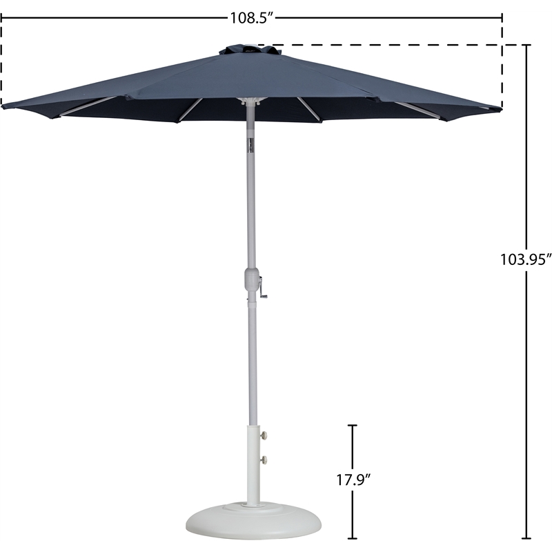 Meridian Furniture Fiji Grey Polyester Patio Umbrella with Base Set