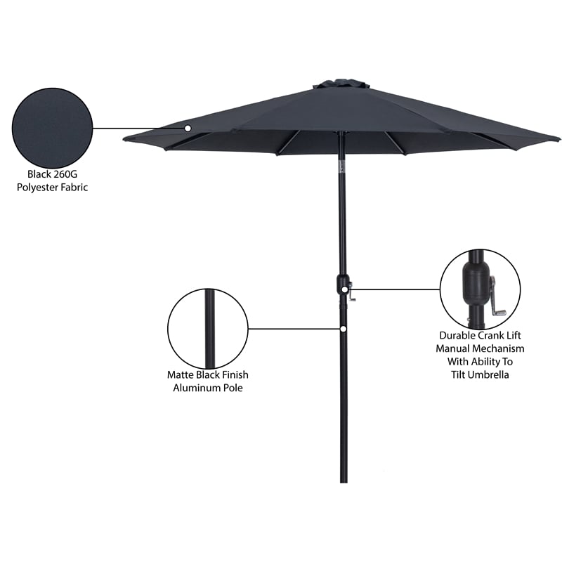 Meridian Furniture Fiji Black Polyester Patio Umbrella