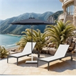 Meridian Furniture Fiji Grey Polyester Patio Umbrella with Base Set