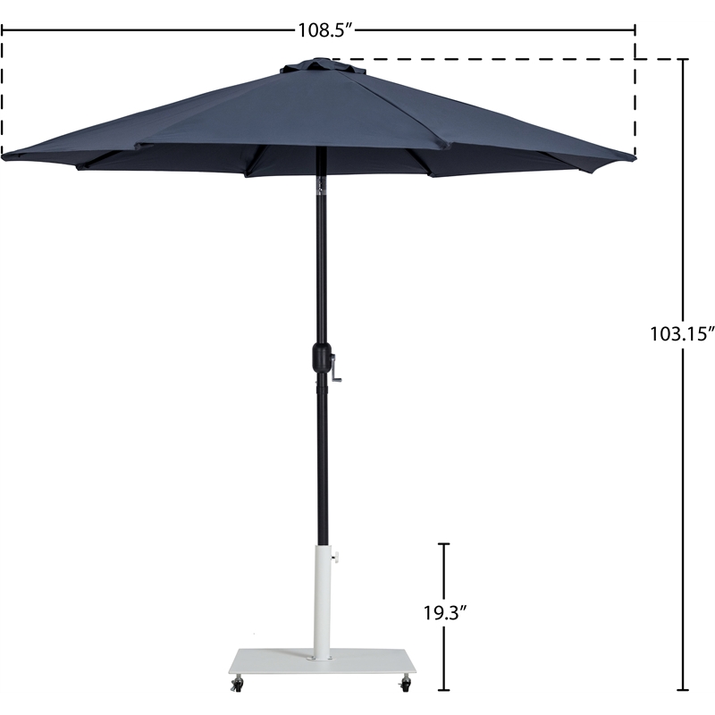 Meridian Furniture Fiji Grey Polyester Patio Umbrella with Base Set