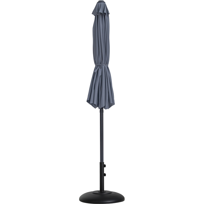 Meridian Furniture Fiji Grey Polyester Patio Umbrella with Base Set