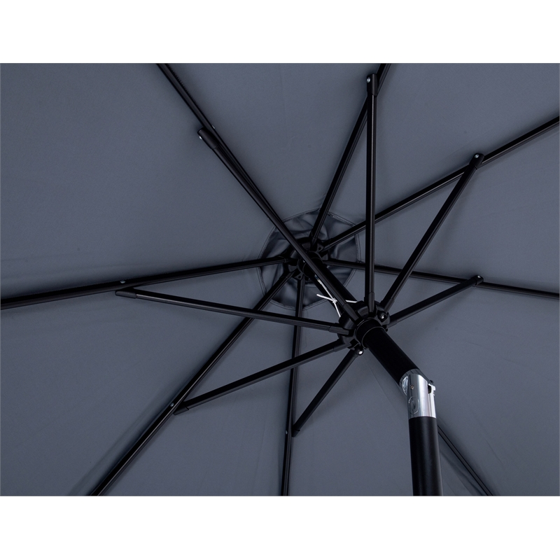 Meridian Furniture Fiji Grey Polyester Patio Umbrella with Base Set