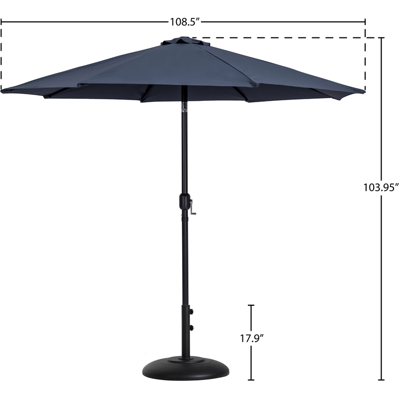 Meridian Furniture Fiji Grey Polyester Patio Umbrella with Base Set