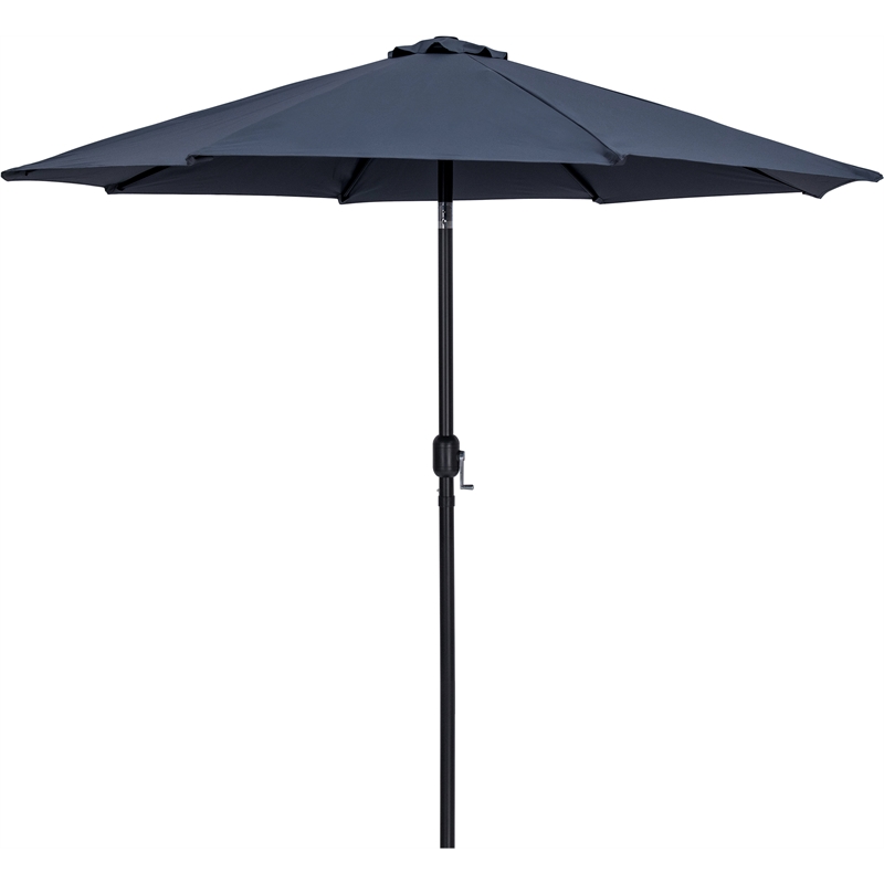 Meridian Furniture Fiji Grey Polyester Patio Umbrella with Base Set