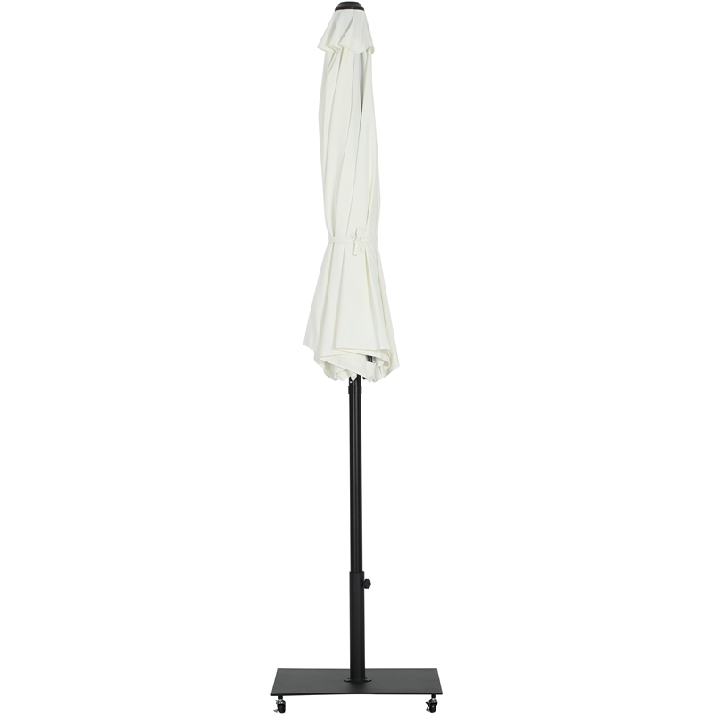 Meridian Furniture Fiji White Polyester Patio Umbrella with Base Set