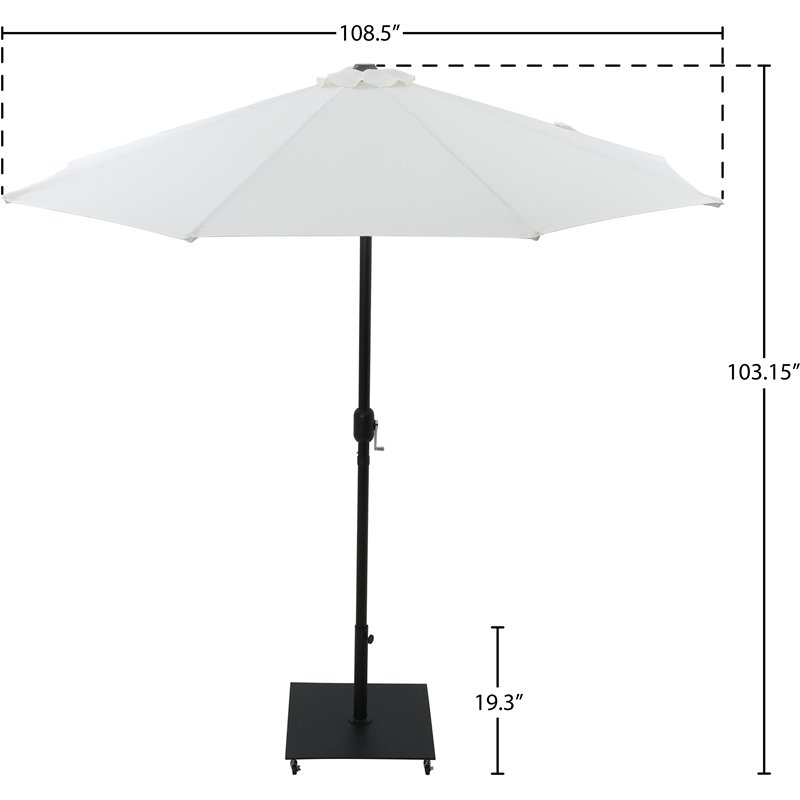 Meridian Furniture Fiji White Polyester Patio Umbrella with Base Set