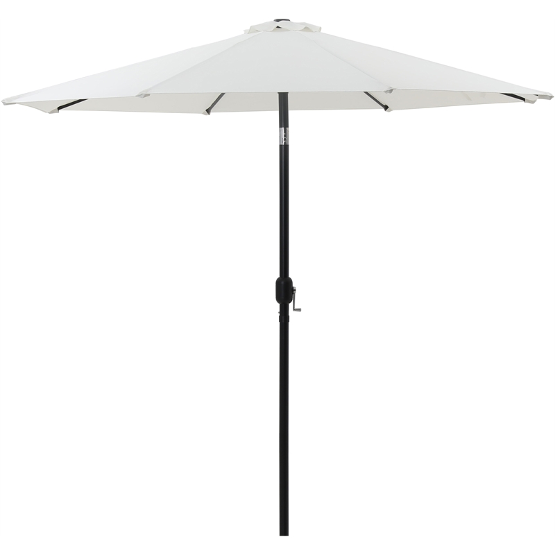 Meridian Furniture Fiji White Polyester Patio Umbrella with Base Set