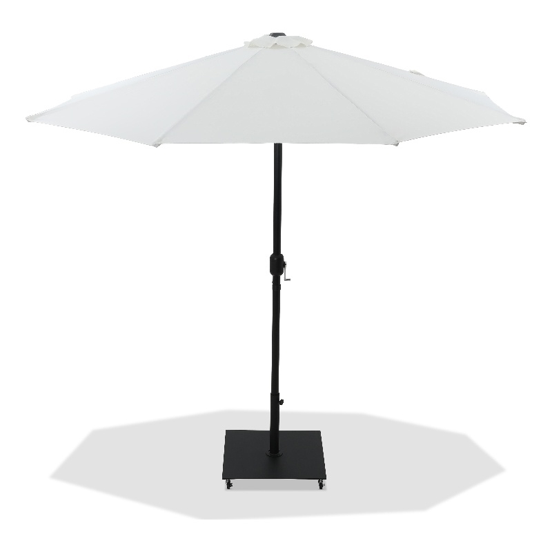 Meridian Furniture Fiji White Polyester Patio Umbrella with Base Set