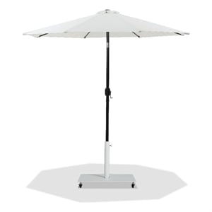 Meridian Furniture Fiji White Polyester Patio Umbrella with Base Set