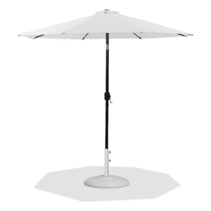 Meridian Furniture Fiji White Polyester Patio Umbrella with Base Set