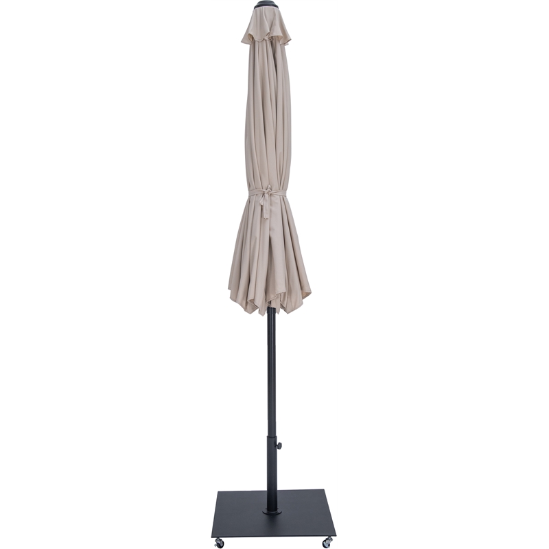 Meridian Furniture Fiji Beige Polyester Patio Umbrella with Base Set