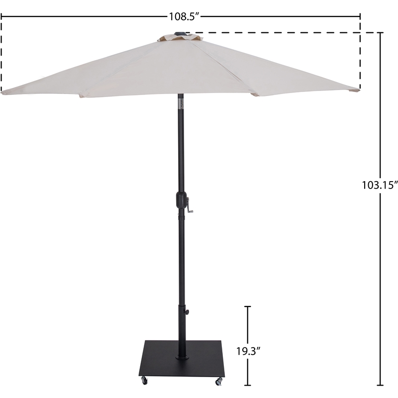 Meridian Furniture Fiji Beige Polyester Patio Umbrella with Base Set