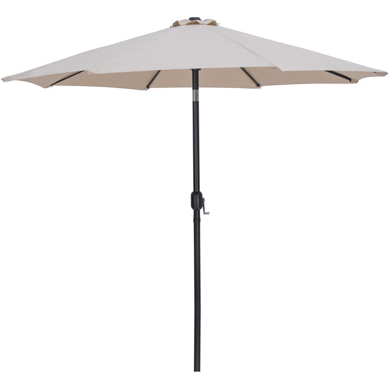 Meridian Furniture Fiji Beige Polyester Patio Umbrella with Base Set