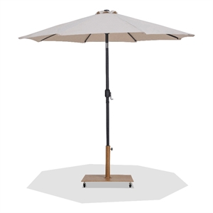 Meridian Furniture Fiji Beige Polyester Patio Umbrella with Base Set