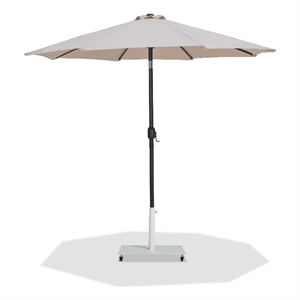 Meridian Furniture Fiji Beige Polyester Patio Umbrella with Base Set