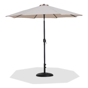 Meridian Furniture Fiji Beige Polyester Patio Umbrella with Base Set