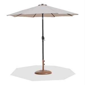 Meridian Furniture Fiji Beige Polyester Patio Umbrella with Base Set
