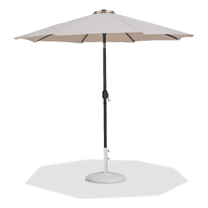 Meridian Furniture Fiji Beige Polyester Patio Umbrella with Base Set