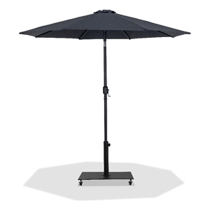 Meridian Furniture Fiji Black Polyester Patio Umbrella with Base Set