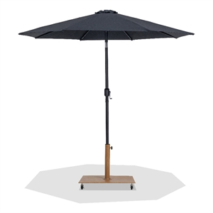 Meridian Furniture Fiji Black Polyester Patio Umbrella with Base Set