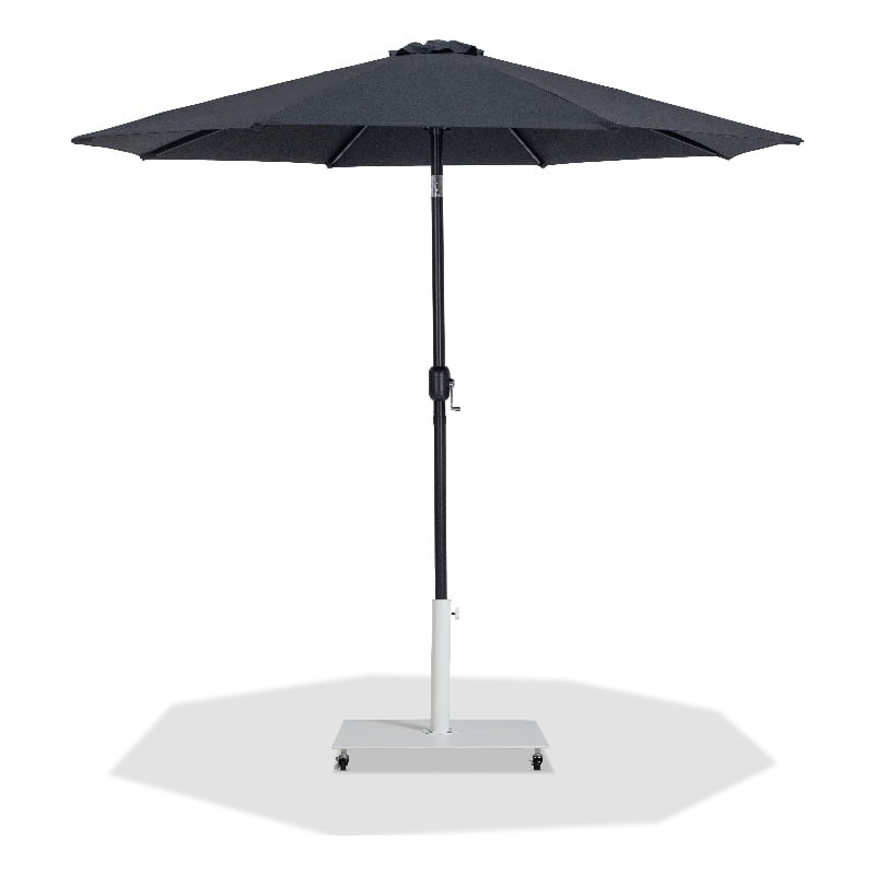 Meridian Furniture Fiji Black Polyester Patio Umbrella with Base Set