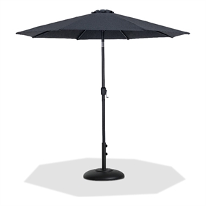 Meridian Furniture Fiji Black Polyester Patio Umbrella with Base Set