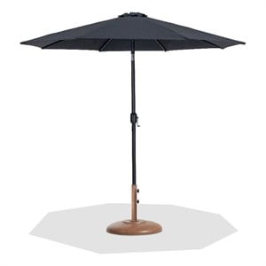 Meridian Furniture Fiji Black Polyester Patio Umbrella with Base Set