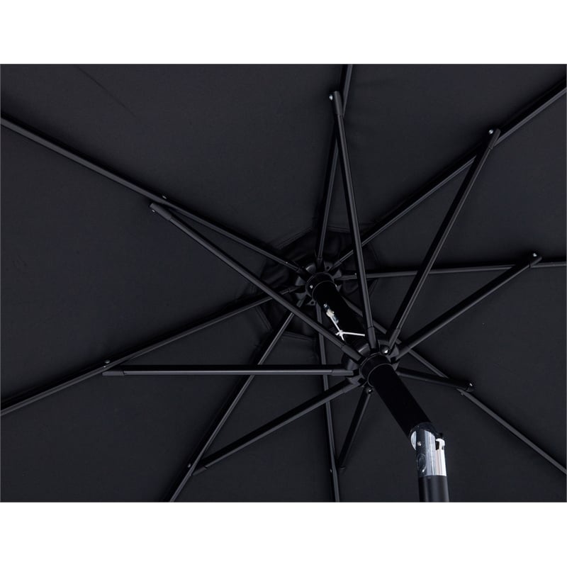 Meridian Furniture Fiji Black Polyester Patio Umbrella with Base Set