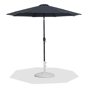 Meridian Furniture Fiji Black Polyester Patio Umbrella with Base Set