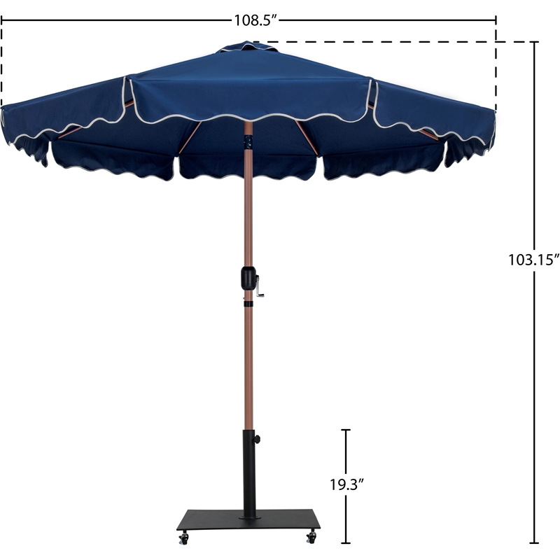 Meridian Furniture Amalfi Navy Polyester Patio Umbrella with Base Set