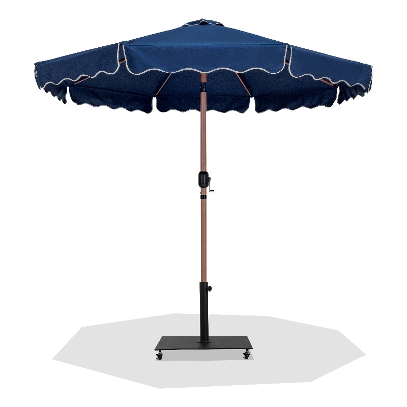 Meridian Furniture Amalfi Navy Polyester Patio Umbrella with Base Set