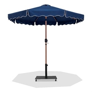 Meridian Furniture Amalfi Navy Polyester Patio Umbrella with Base Set