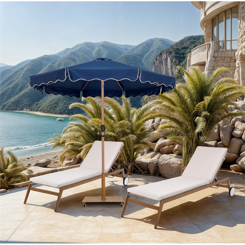 Meridian Furniture Amalfi Navy Polyester Patio Umbrella with Base Set