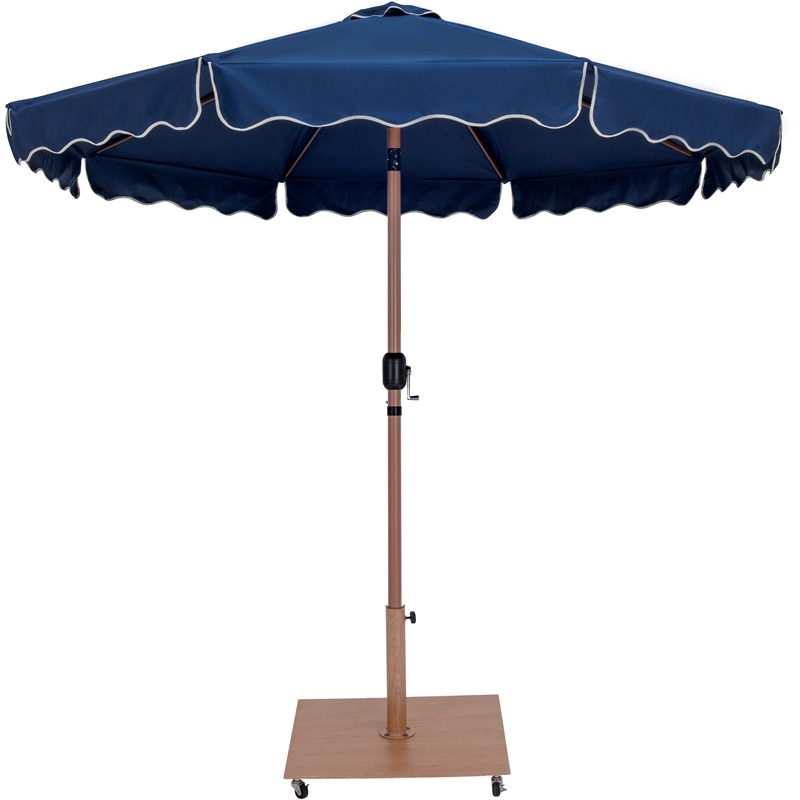 Meridian Furniture Amalfi Navy Polyester Patio Umbrella with Base Set
