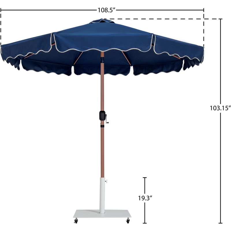 Meridian Furniture Amalfi Navy Polyester Patio Umbrella with Base Set