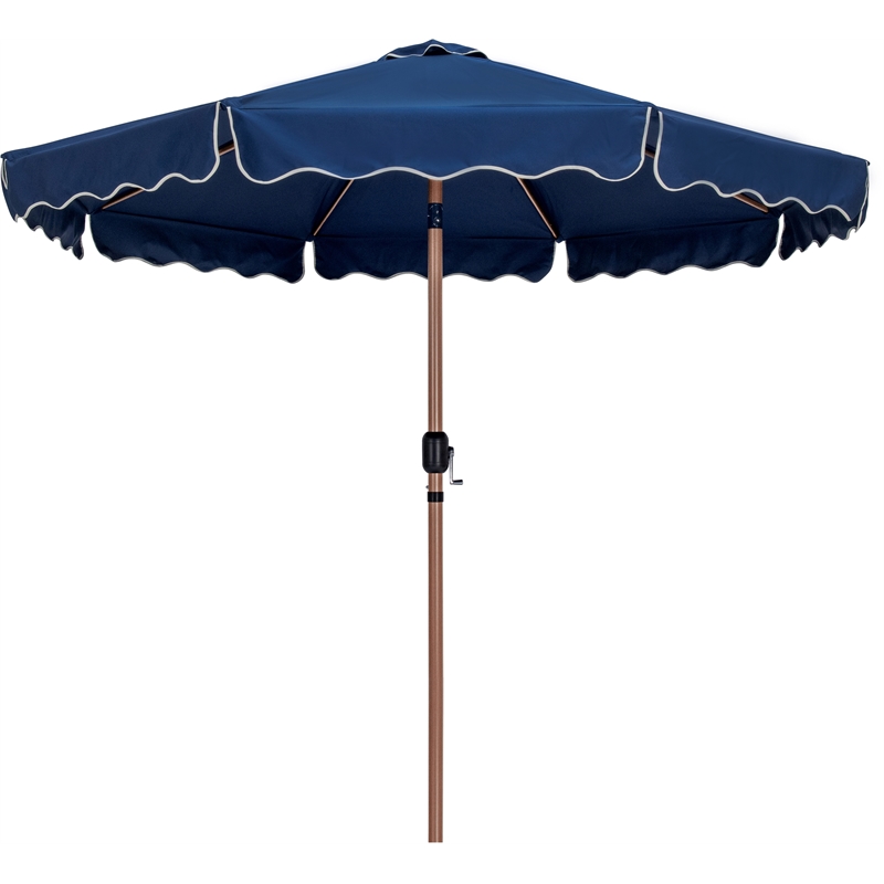 Meridian Furniture Amalfi Navy Polyester Patio Umbrella with Base Set