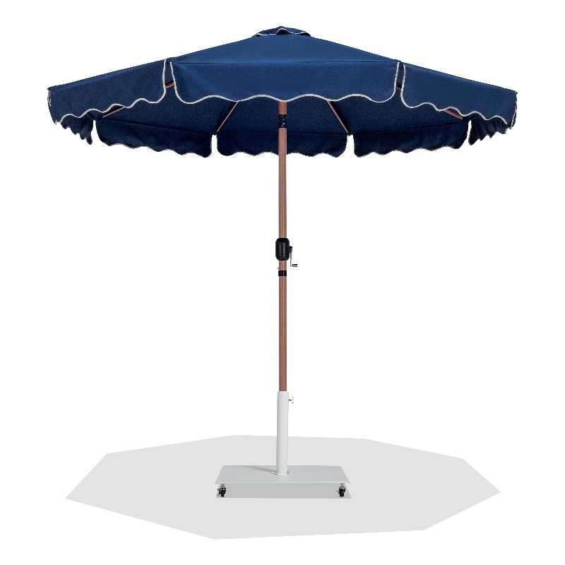 Meridian Furniture Amalfi Navy Polyester Patio Umbrella with Base Set