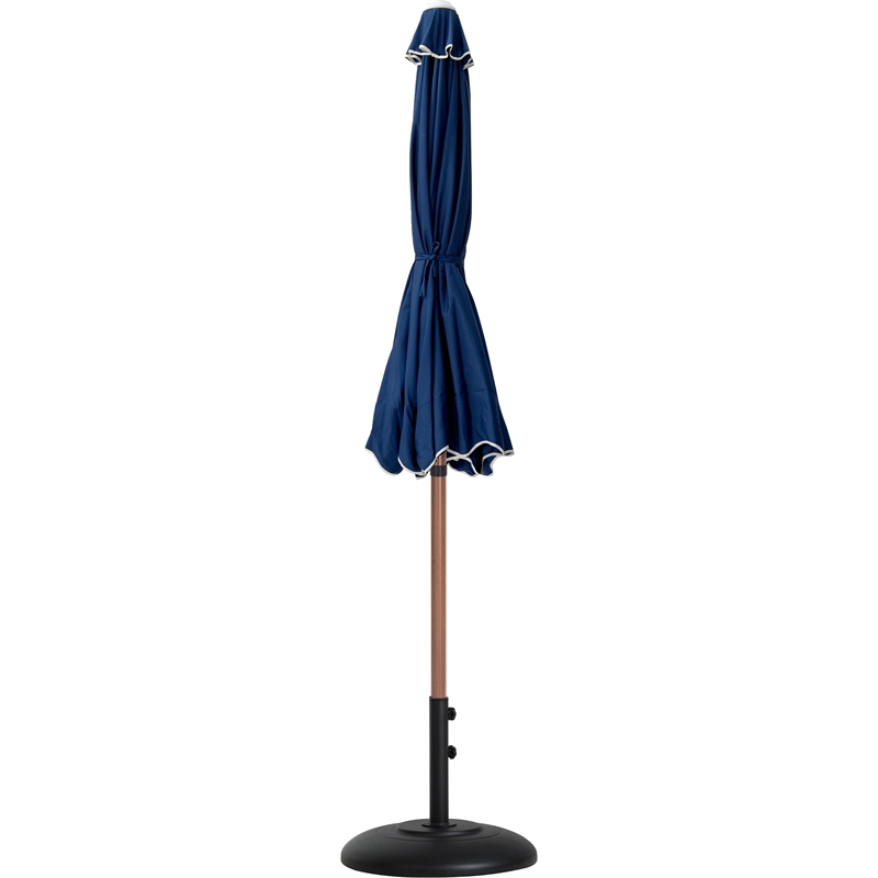 Meridian Furniture Amalfi Navy Polyester Patio Umbrella with Base Set