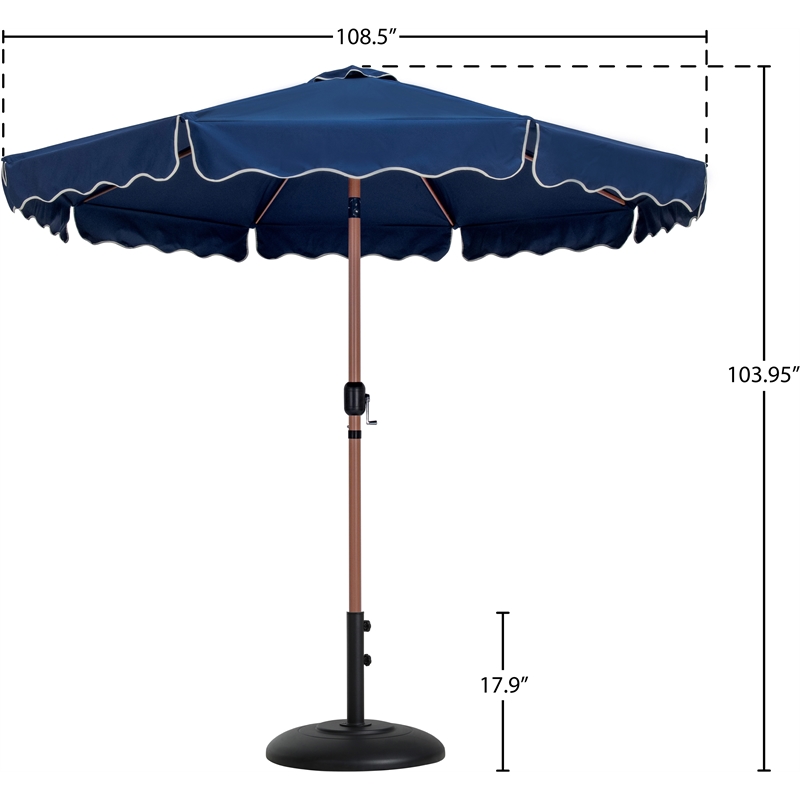 Meridian Furniture Amalfi Navy Polyester Patio Umbrella with Base Set