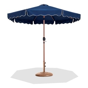 Meridian Furniture Amalfi Navy Polyester Patio Umbrella with Base Set