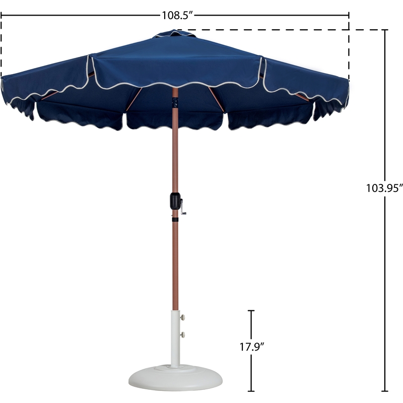 Meridian Furniture Amalfi Navy Polyester Patio Umbrella with Base Set