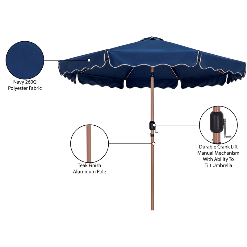 Meridian Furniture Amalfi Navy Polyester Patio Umbrella
